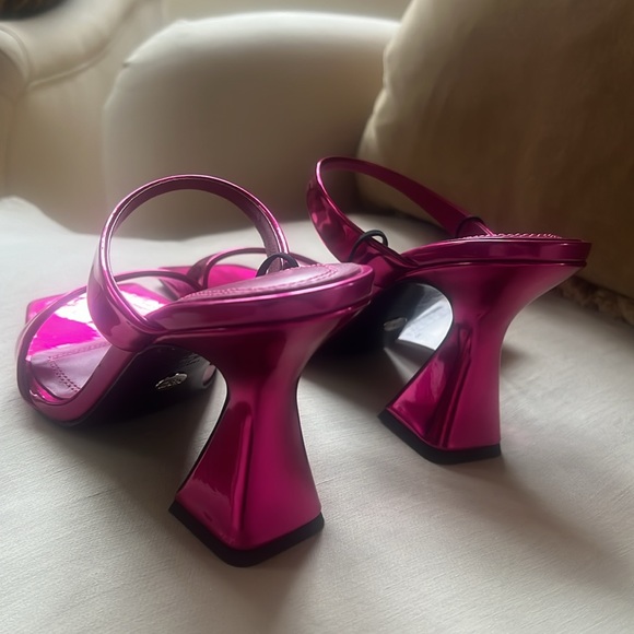 NWT Zara Pink Metallic Sandal Heels Sz 7.5 - Picture 5 of 7